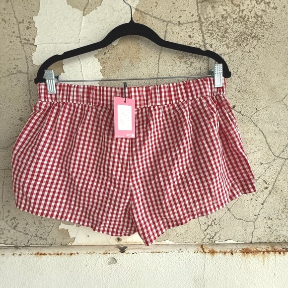 Gingham Boxer Shorts Edikted Cotton Blend Womens M Coquette Summer Loungewear - Picture 3 of 7